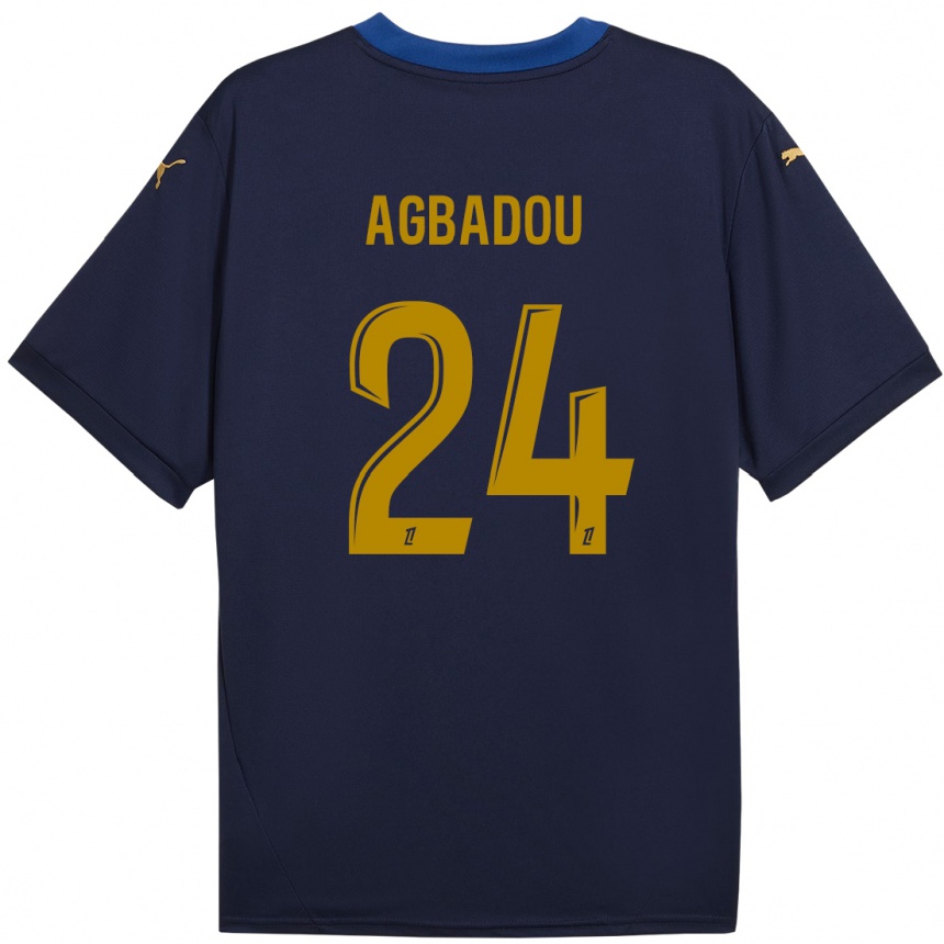 Hombre Fútbol Camiseta Emmanuel Agbadou #24 Azul Marino Dorado 2ª Equipación 2024/25 Argentina