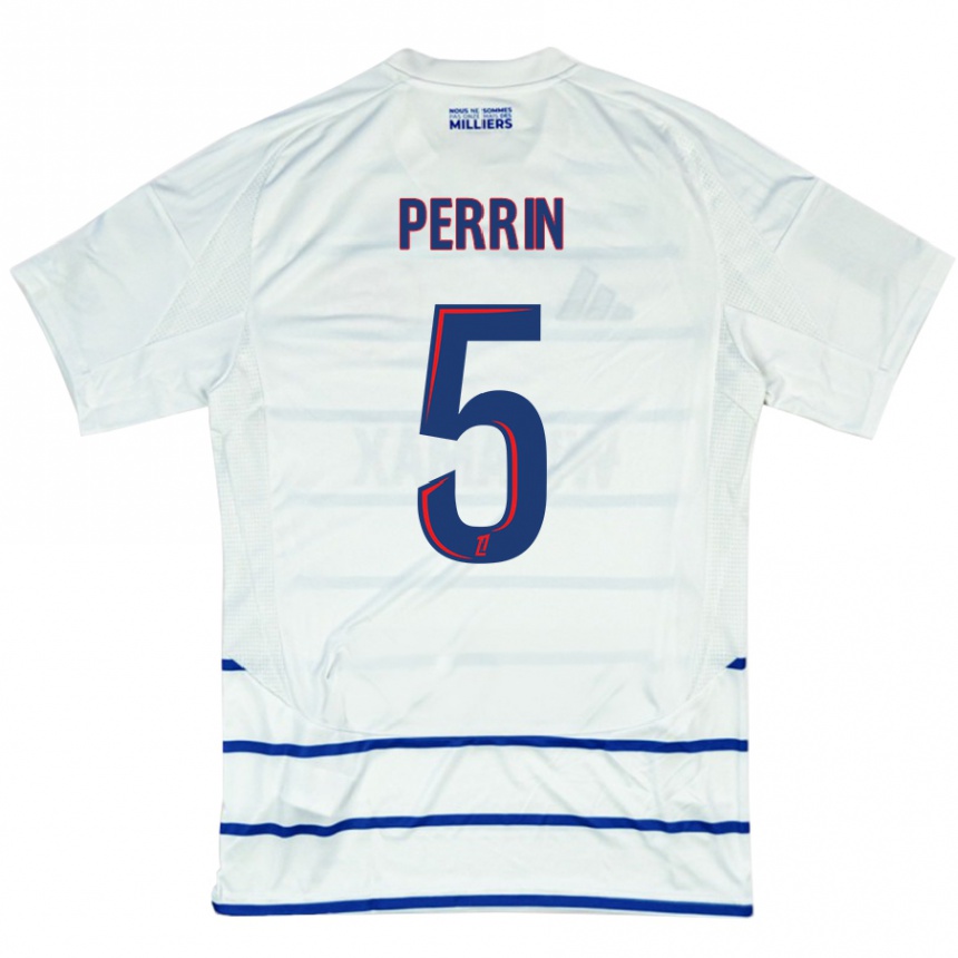 Hombre Fútbol Camiseta Lucas Perrin #5 Blanco Azul 2ª Equipación 2024/25 Argentina