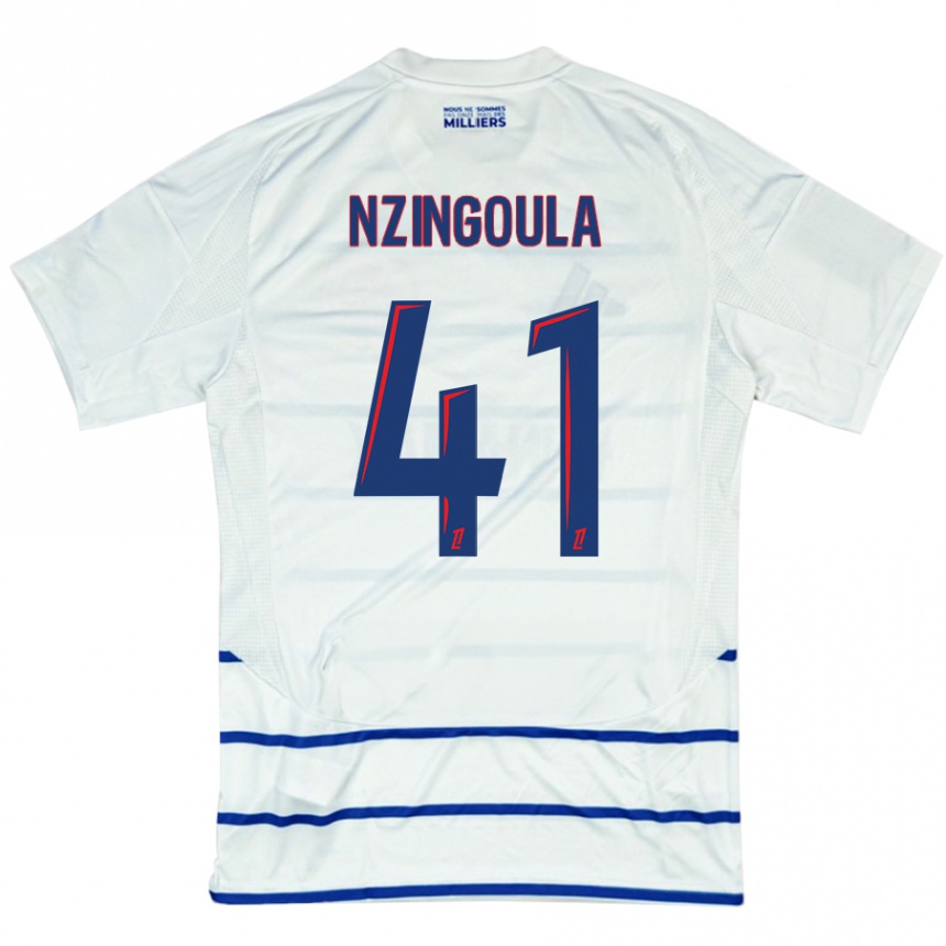 Hombre Fútbol Camiseta Rabby Nzingoula #41 Blanco Azul 2ª Equipación 2024/25 Argentina