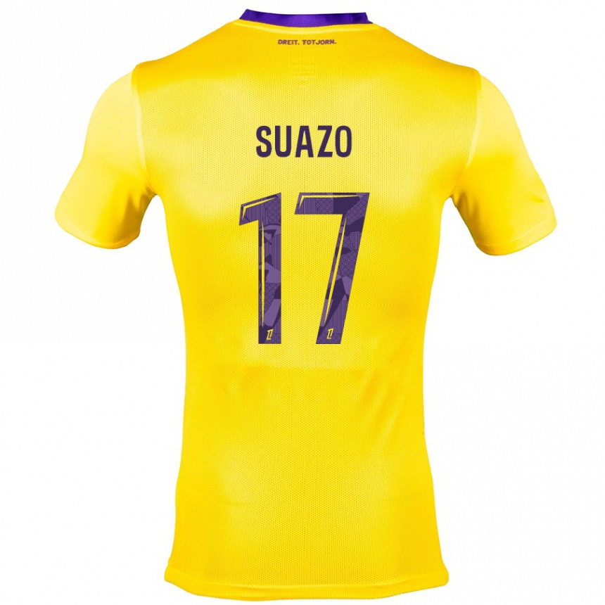 Hombre Fútbol Camiseta Gabriel Suazo #17 Amarillo Morado 2ª Equipación 2024/25 Argentina