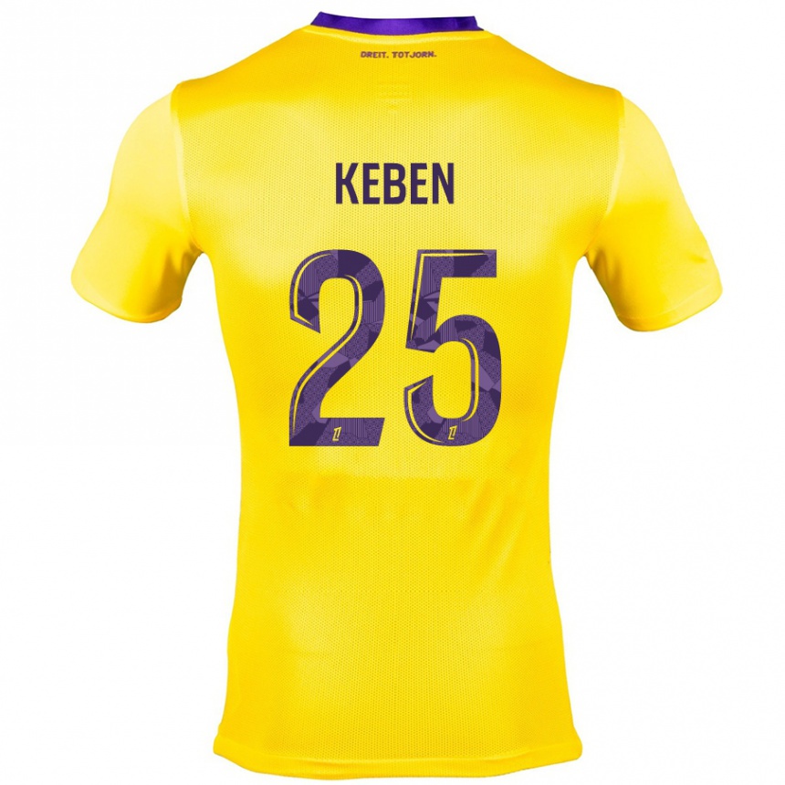 Hombre Fútbol Camiseta Kévin Keben #25 Amarillo Morado 2ª Equipación 2024/25 Argentina