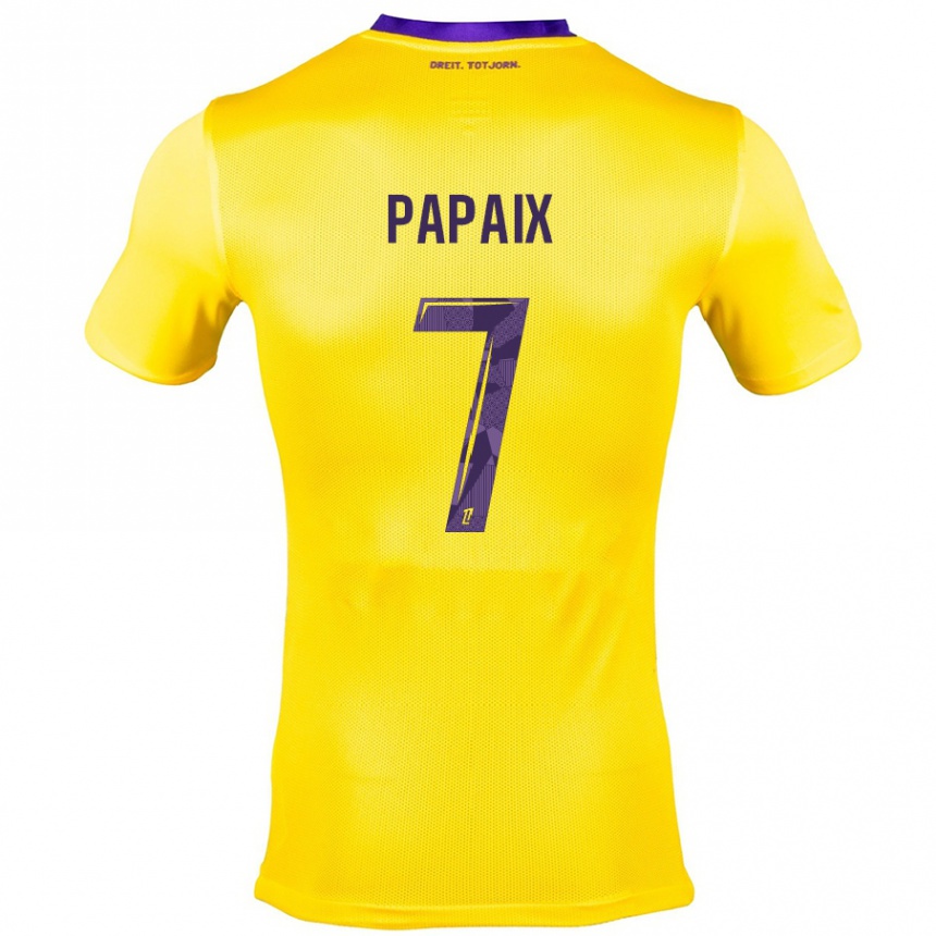 Hombre Fútbol Camiseta Marie Papaix #7 Amarillo Morado 2ª Equipación 2024/25 Argentina