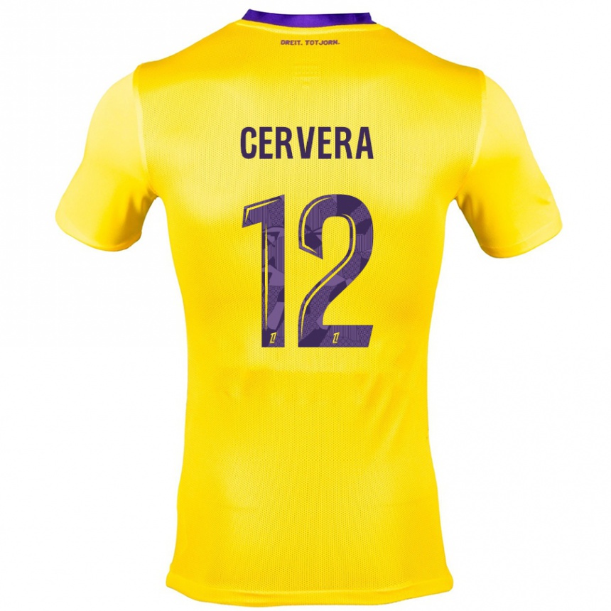 Hombre Fútbol Camiseta Laurianne Cervera #12 Amarillo Morado 2ª Equipación 2024/25 Argentina