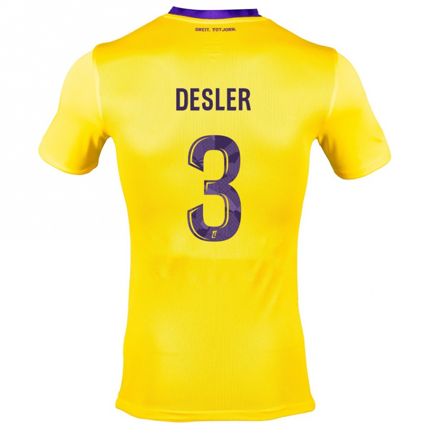 Hombre Fútbol Camiseta Mikkel Desler #3 Amarillo Morado 2ª Equipación 2024/25 Argentina