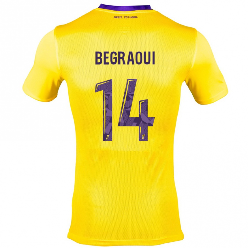 Hombre Fútbol Camiseta Yanis Begraoui #14 Amarillo Morado 2ª Equipación 2024/25 Argentina