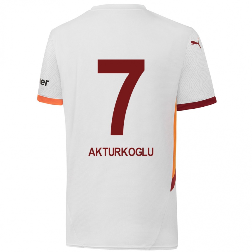 Hombre Fútbol Camiseta Kerem Aktürkoğlu #7 Blanco Amarillo Rojo 2ª Equipación 2024/25 Argentina