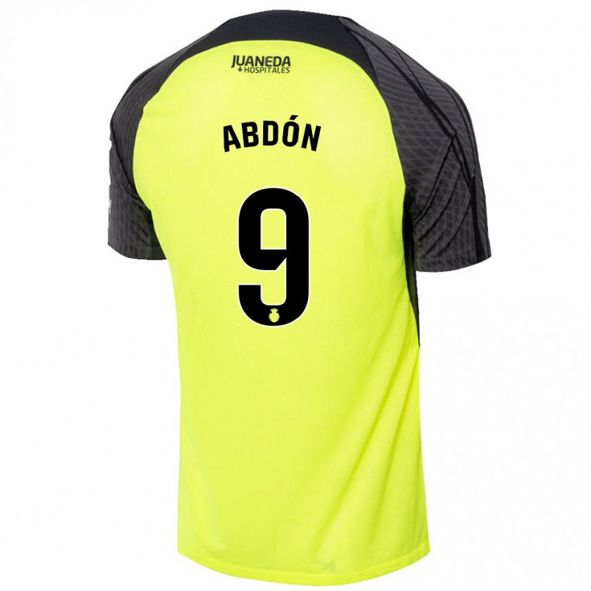 Hombre Fútbol Camiseta Abdón Prats #9 Verde Fluorescente Negro 2ª Equipación 2024/25 Argentina