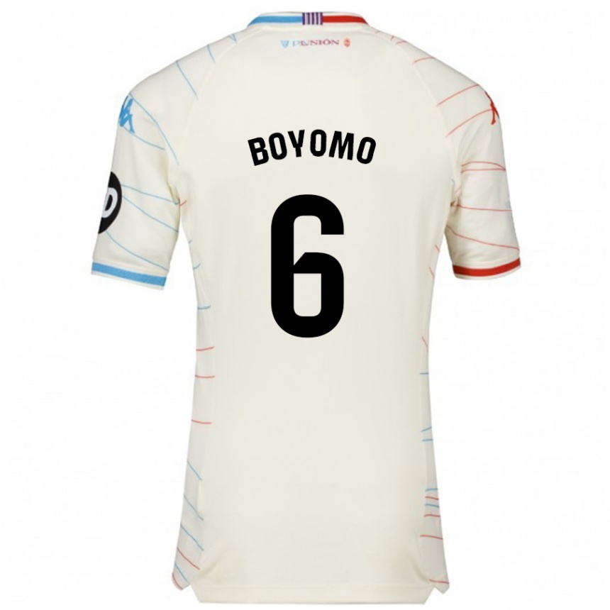 Hombre Fútbol Camiseta Enzo Boyomo #6 Blanco Rojo Azul 2ª Equipación 2024/25 Argentina