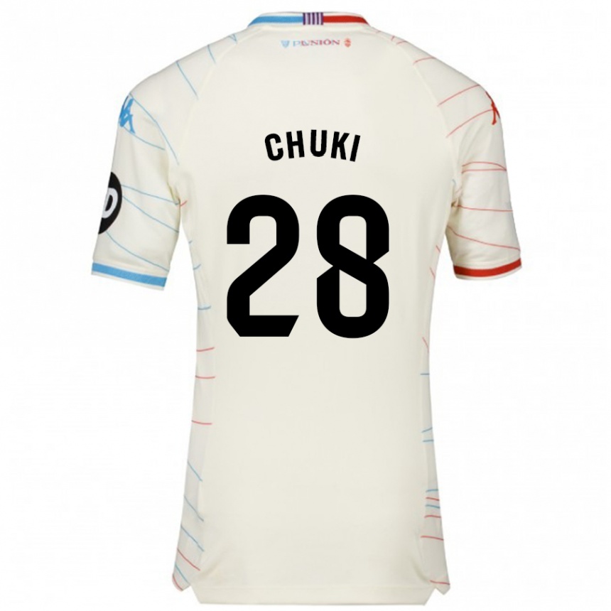 Hombre Fútbol Camiseta Chuki #28 Blanco Rojo Azul 2ª Equipación 2024/25 Argentina