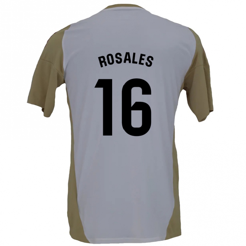 Hombre Fútbol Camiseta Diego Rosales #16 Marrón Blanco 2ª Equipación 2024/25 Argentina