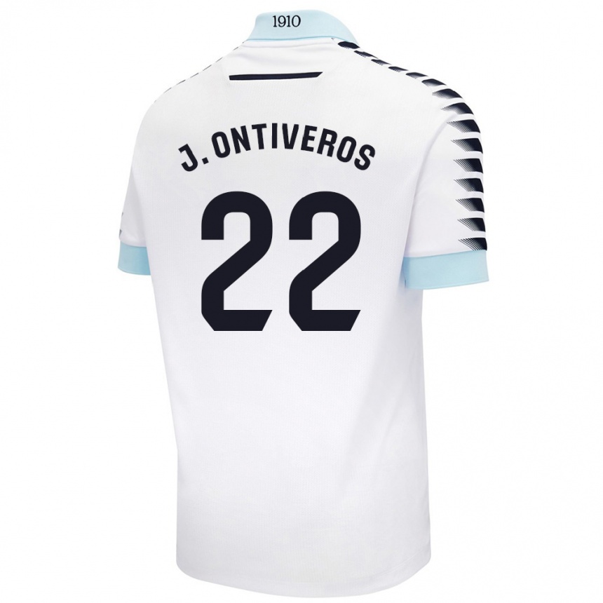 Hombre Fútbol Camiseta Javi Ontiveros #22 Blanco Azul 2ª Equipación 2024/25 Argentina