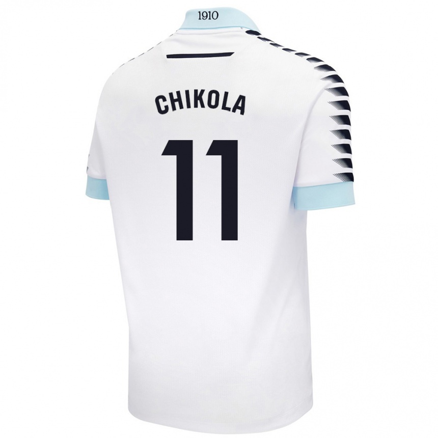 Hombre Fútbol Camiseta Peter Chikola #11 Blanco Azul 2ª Equipación 2024/25 Argentina