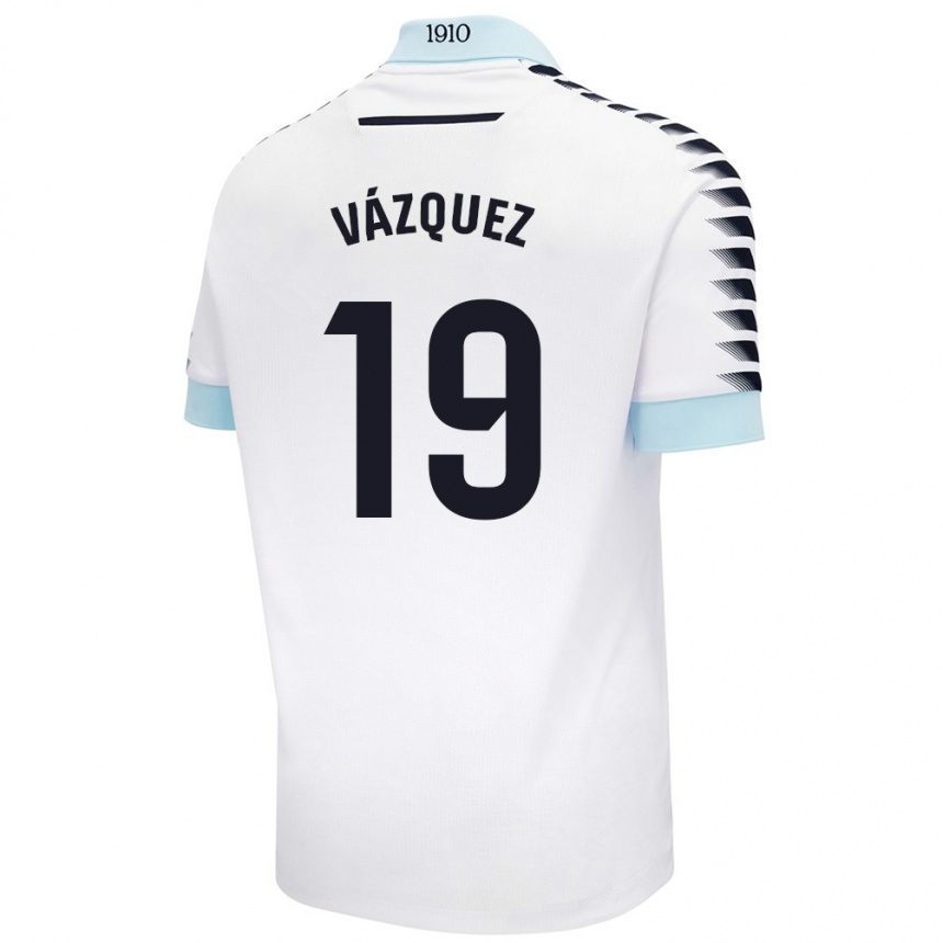 Hombre Fútbol Camiseta Borja Vázquez #19 Blanco Azul 2ª Equipación 2024/25 Argentina