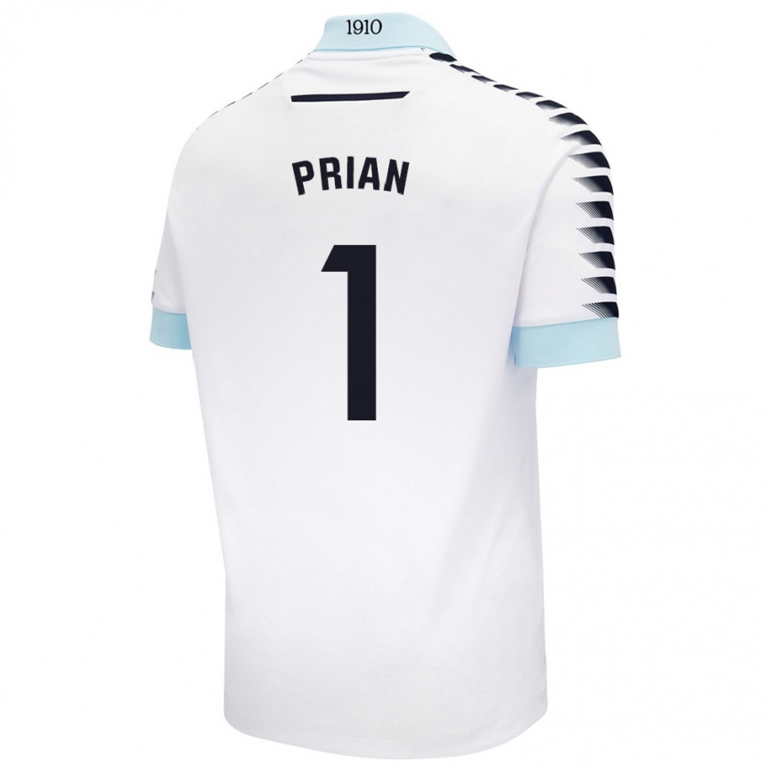 Hombre Fútbol Camiseta Ana María Prián Pereira #1 Blanco Azul 2ª Equipación 2024/25 Argentina