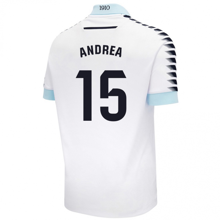 Hombre Fútbol Camiseta Andrea Sánchez Moreno #15 Blanco Azul 2ª Equipación 2024/25 Argentina