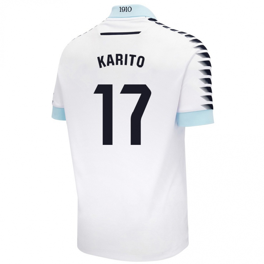 Hombre Fútbol Camiseta Carolina De Los Santos Mellado #17 Blanco Azul 2ª Equipación 2024/25 Argentina