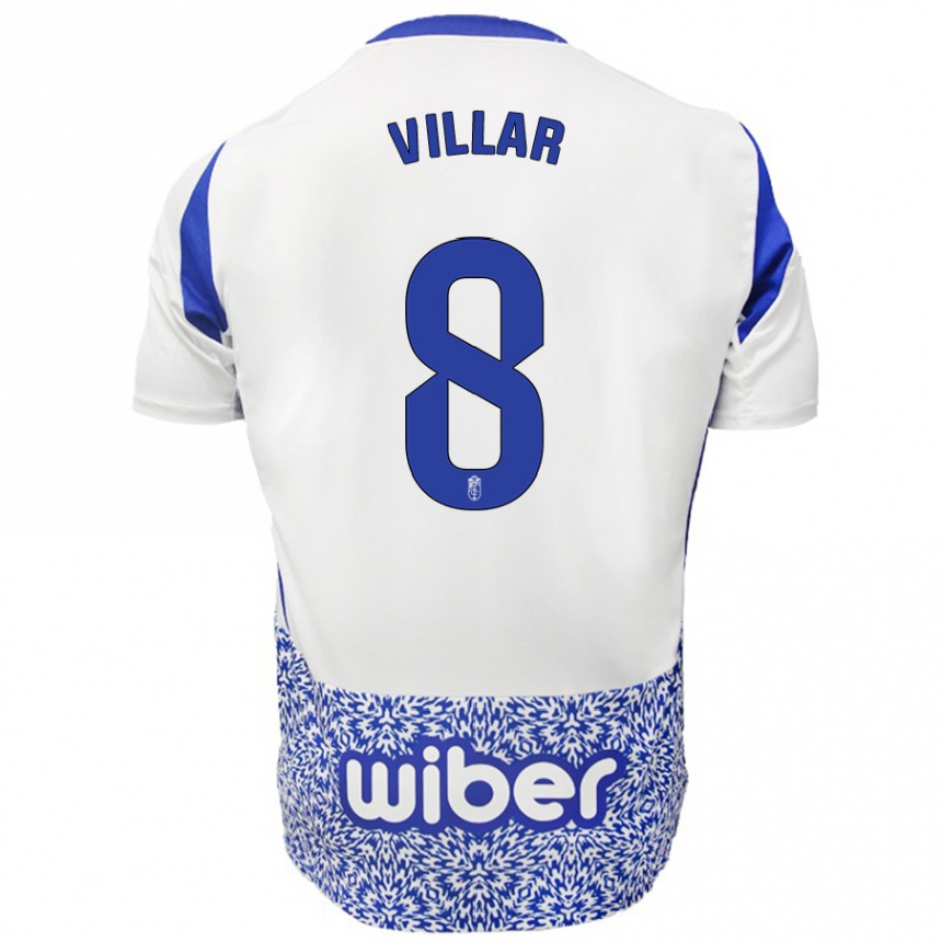 Hombre Fútbol Camiseta Gonzalo Villar #8 Blanco Azul 2ª Equipación 2024/25 Argentina