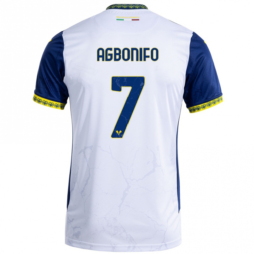 Hombre Fútbol Camiseta Richi Agbonifo #7 Blanco Azul 2ª Equipación 2024/25 Argentina