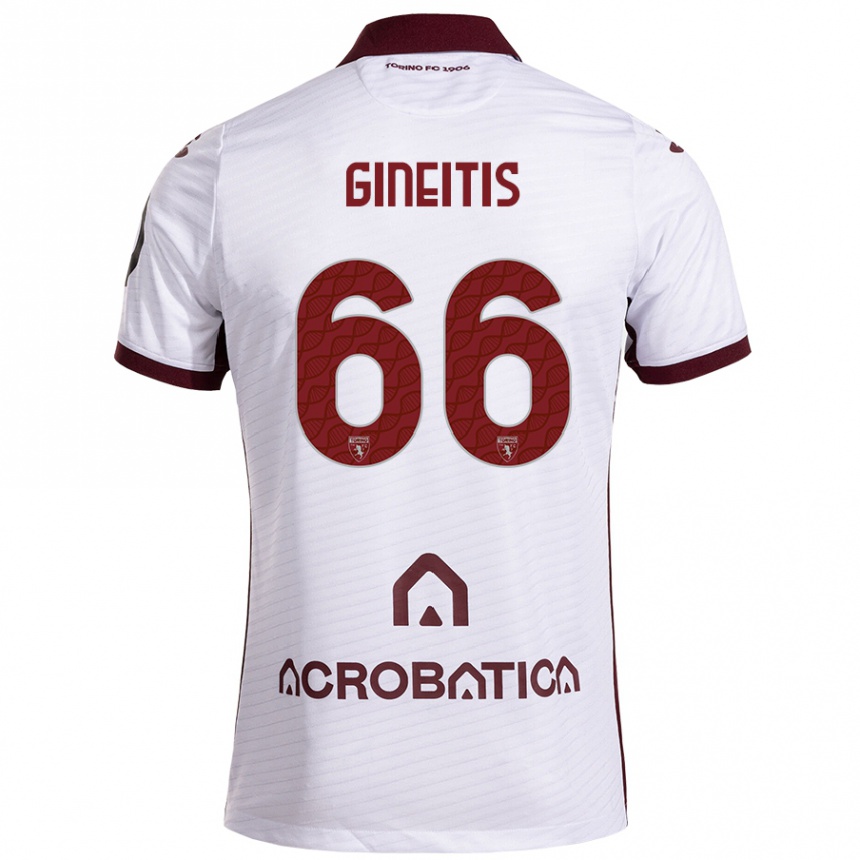 Hombre Fútbol Camiseta Gvidas Gineitis #66 Blanco Granate 2ª Equipación 2024/25 Argentina