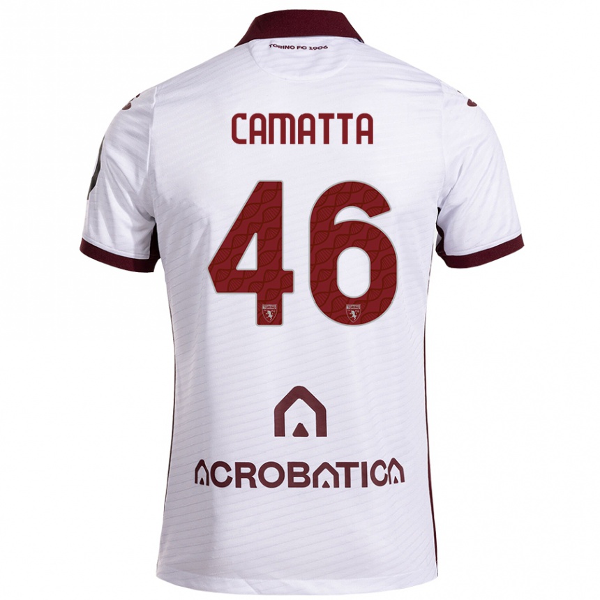 Hombre Fútbol Camiseta Alessandro Camatta #46 Blanco Granate 2ª Equipación 2024/25 Argentina