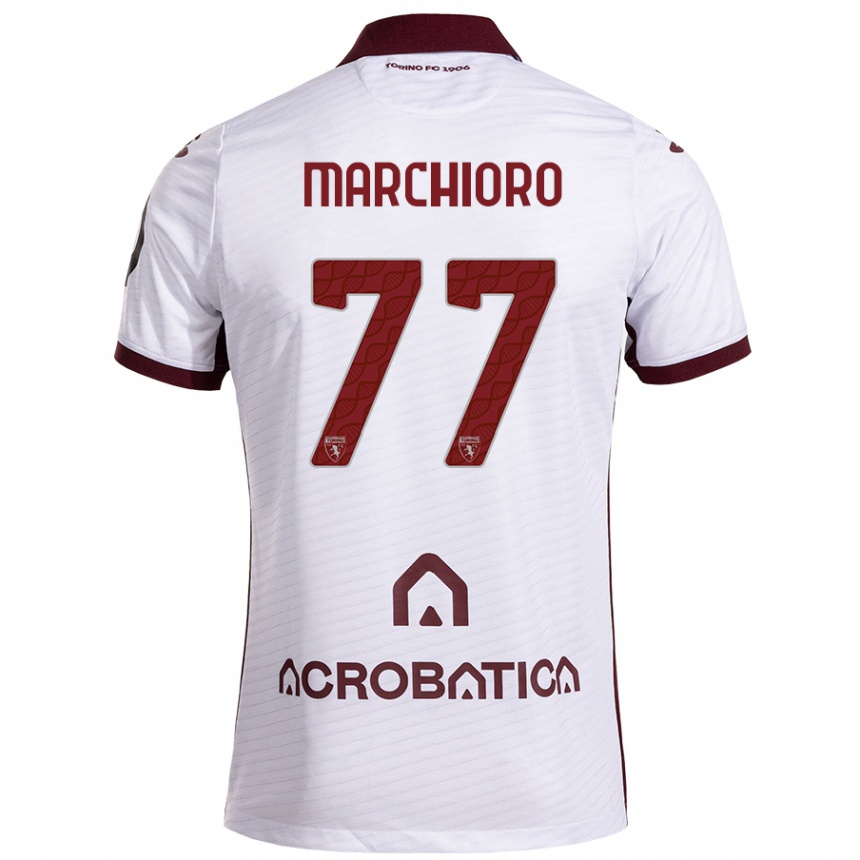 Hombre Fútbol Camiseta Raffaele Marchioro #77 Blanco Granate 2ª Equipación 2024/25 Argentina