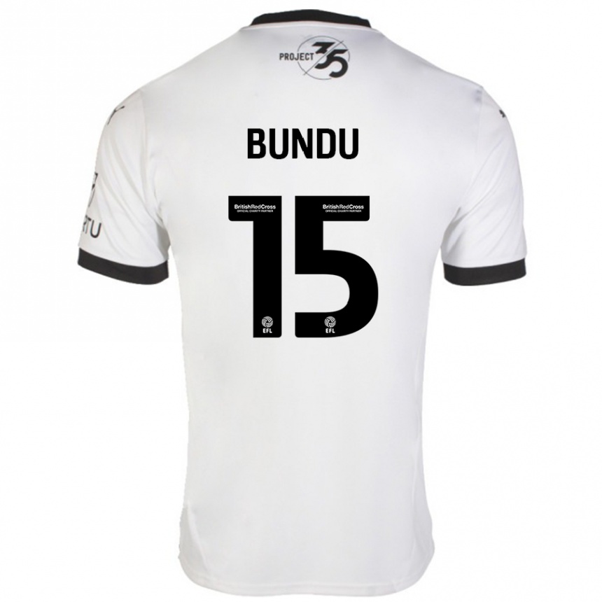 Hombre Fútbol Camiseta Mustapha Bundu #15 Blanco Negro 2ª Equipación 2024/25 Argentina