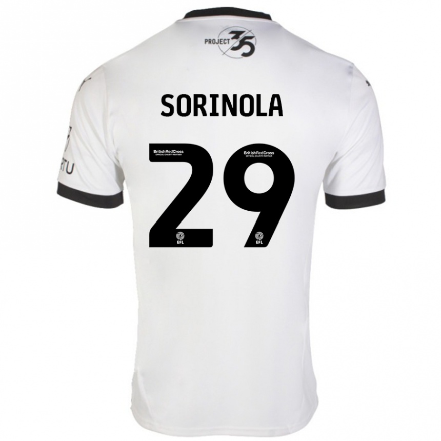 Hombre Fútbol Camiseta Matthew Sorinola #29 Blanco Negro 2ª Equipación 2024/25 Argentina