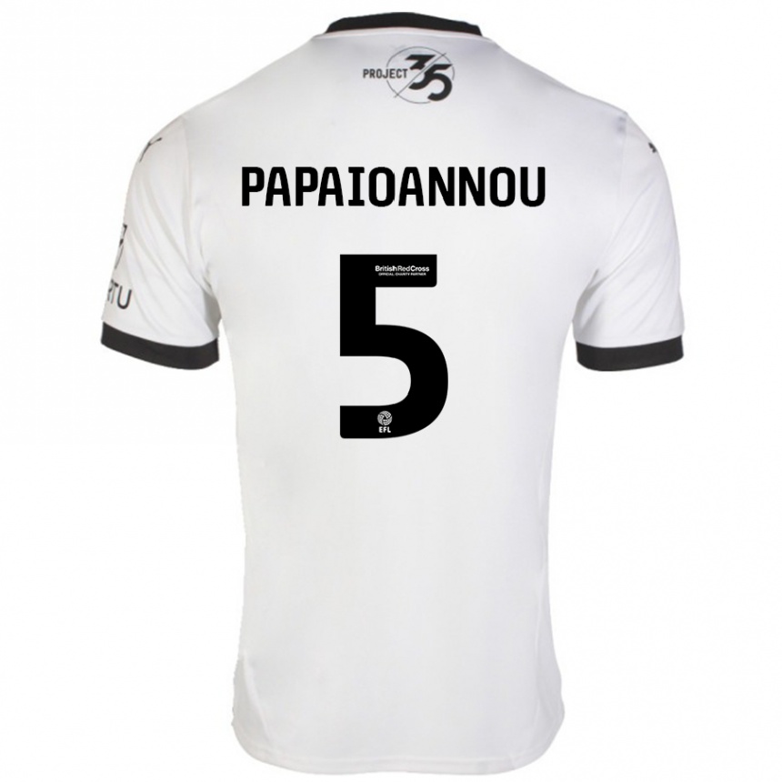 Hombre Fútbol Camiseta Panagiota Papaioannou #5 Blanco Negro 2ª Equipación 2024/25 Argentina