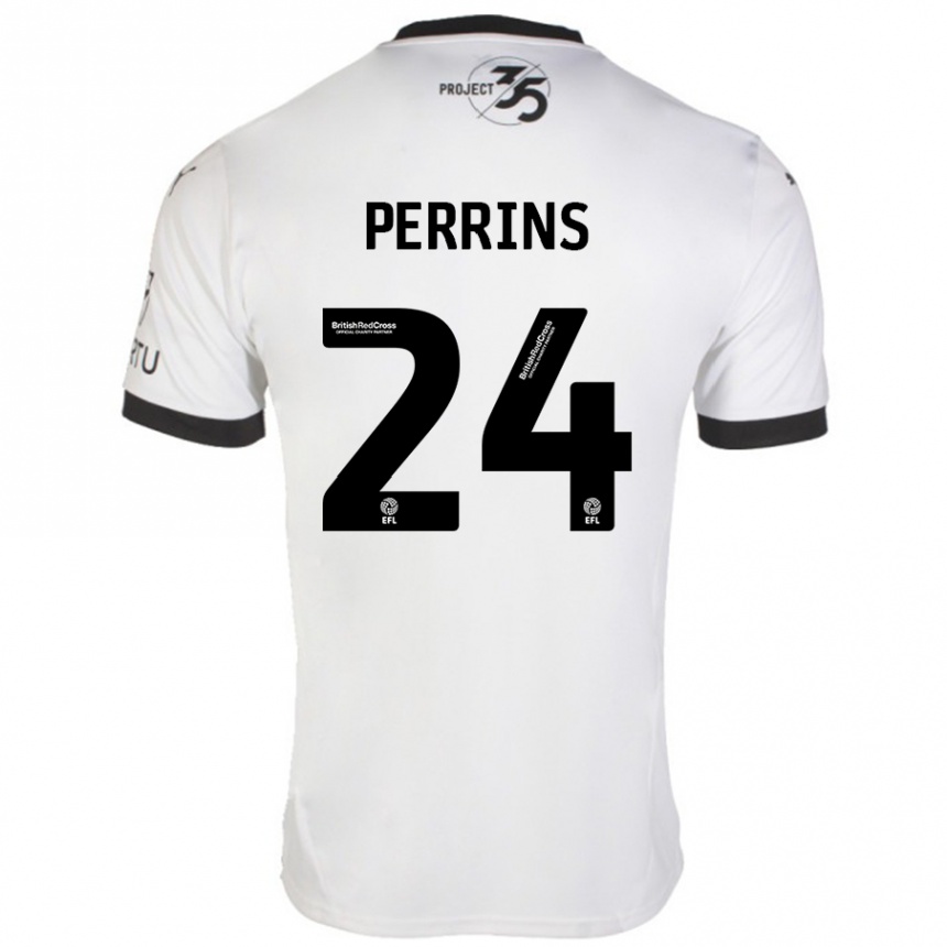 Hombre Fútbol Camiseta Grace Perrins #24 Blanco Negro 2ª Equipación 2024/25 Argentina