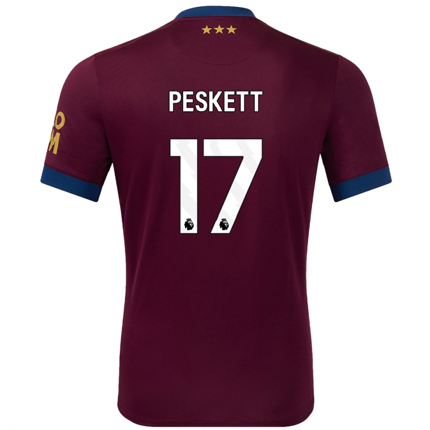 Hombre Fútbol Camiseta Sophie Peskett #17 Marrón 2ª Equipación 2024/25 Argentina