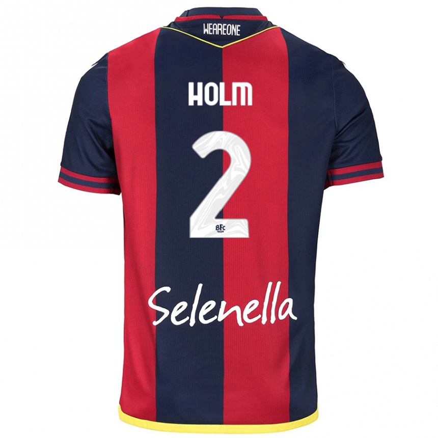 Mujer Fútbol Camiseta Emil Holm #2 Rojo Azul Real 1ª Equipación 2024/25 Argentina