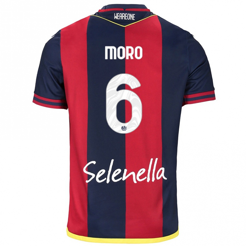 Mujer Fútbol Camiseta Nikola Moro #6 Rojo Azul Real 1ª Equipación 2024/25 Argentina