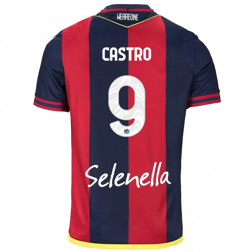 Mujer Fútbol Camiseta Santiago Castro #9 Rojo Azul Real 1ª Equipación 2024/25 Argentina