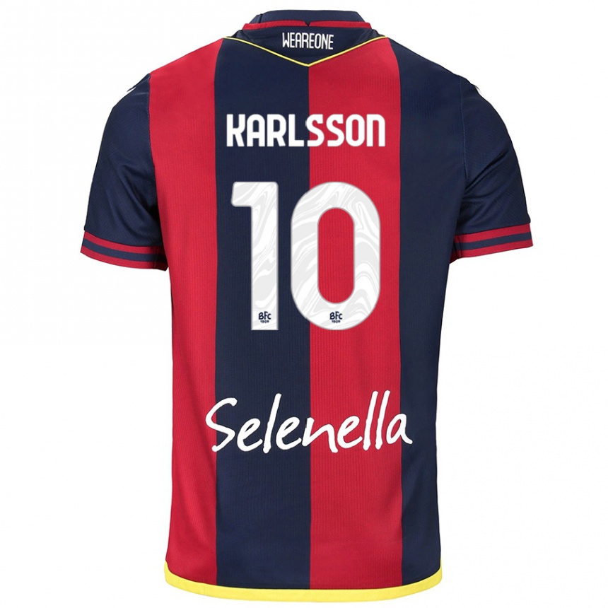 Mujer Fútbol Camiseta Jesper Karlsson #10 Rojo Azul Real 1ª Equipación 2024/25 Argentina