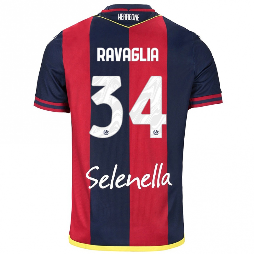 Mujer Fútbol Camiseta Federico Ravaglia #34 Rojo Azul Real 1ª Equipación 2024/25 Argentina