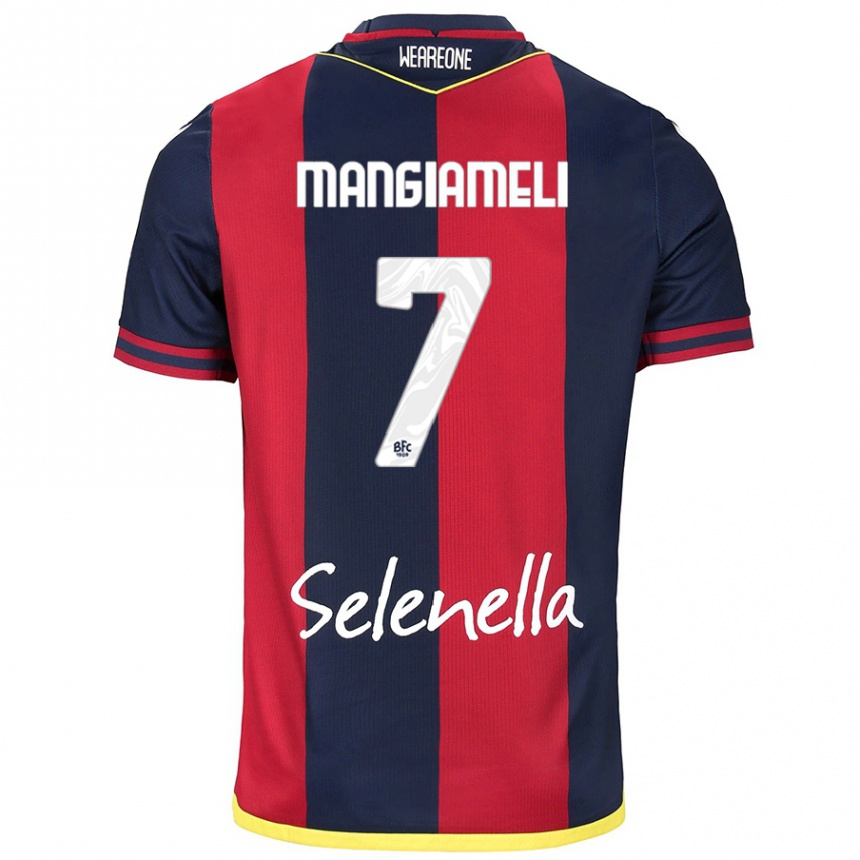 Mujer Fútbol Camiseta Federico Mangiameli #7 Rojo Azul Real 1ª Equipación 2024/25 Argentina