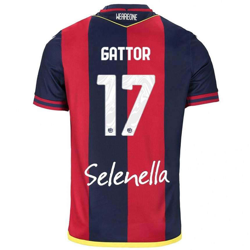 Mujer Fútbol Camiseta Gianluca Gattor #17 Rojo Azul Real 1ª Equipación 2024/25 Argentina