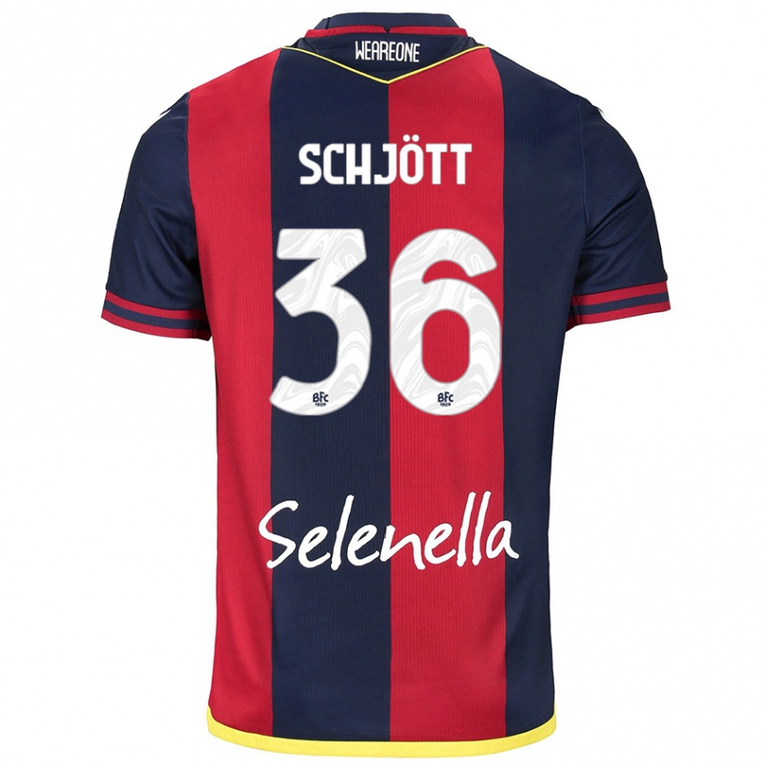 Mujer Fútbol Camiseta Gustav Schjött #36 Rojo Azul Real 1ª Equipación 2024/25 Argentina