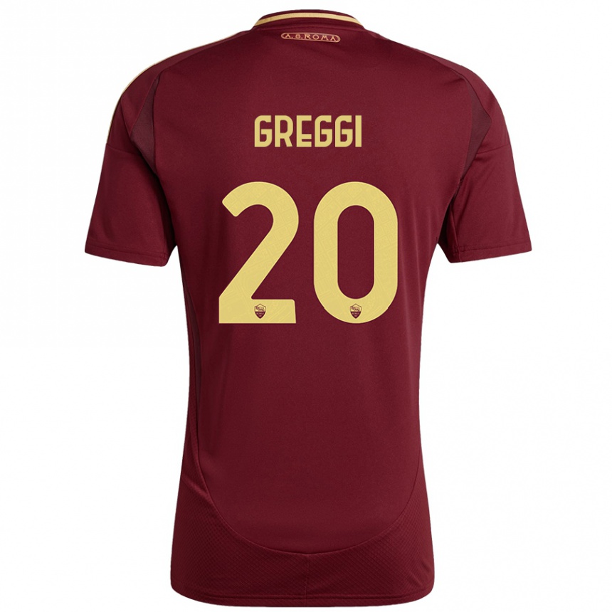 Mujer Fútbol Camiseta Giada Greggi #20 Rojo Marrón Dorado 1ª Equipación 2024/25 Argentina