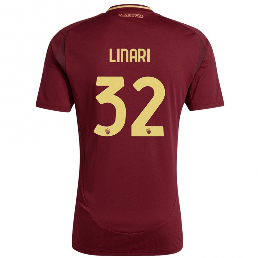 Mujer Fútbol Camiseta Elena Linari #32 Rojo Marrón Dorado 1ª Equipación 2024/25 Argentina