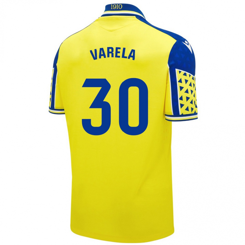 Mujer Fútbol Camiseta Brandon Varela #30 Amarillo Azul 1ª Equipación 2024/25 Argentina