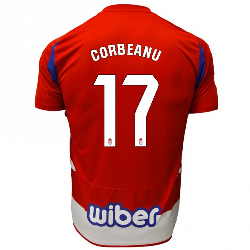 Mujer Fútbol Camiseta Theo Corbeanu #17 Rojo Blanco Azul 1ª Equipación 2024/25 Argentina