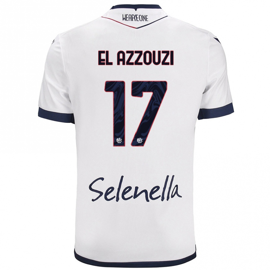 Mujer Fútbol Camiseta Oussama El Azzouzi #17 Blanco Azul Real 2ª Equipación 2024/25 Argentina