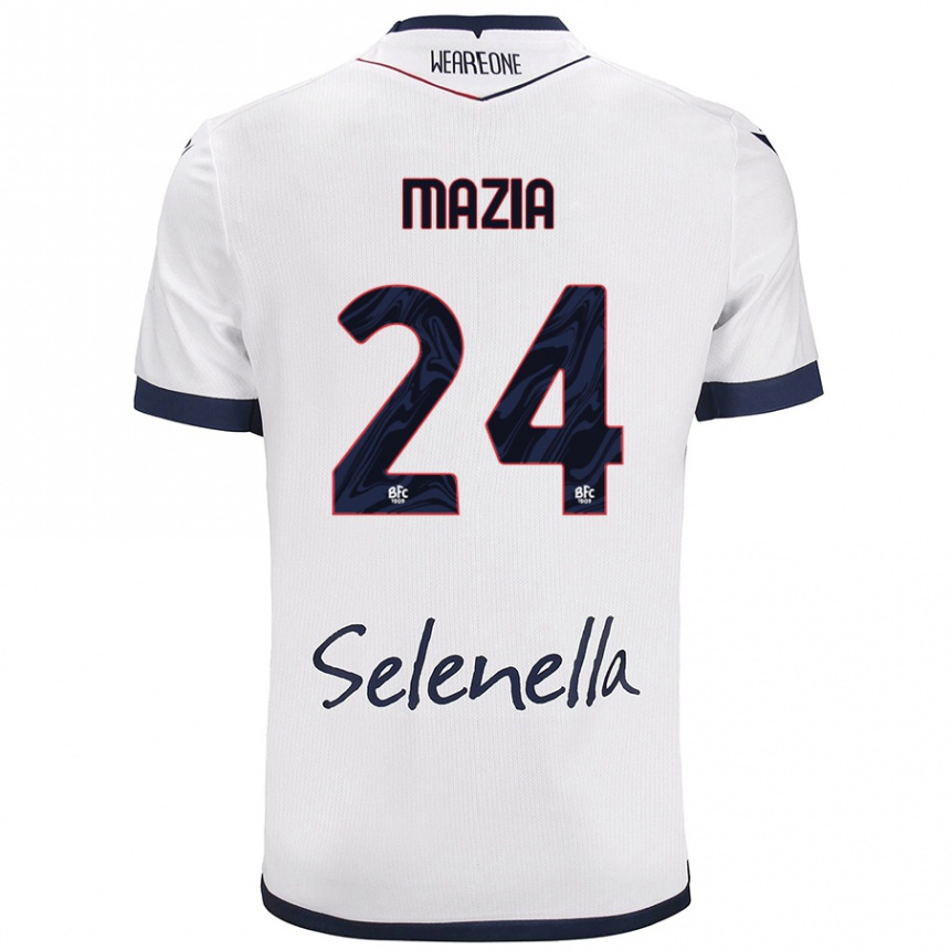 Mujer Fútbol Camiseta Andrea Mazia #24 Blanco Azul Real 2ª Equipación 2024/25 Argentina