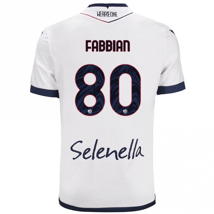 Mujer Fútbol Camiseta Giovanni Fabbian #80 Blanco Azul Real 2ª Equipación 2024/25 Argentina