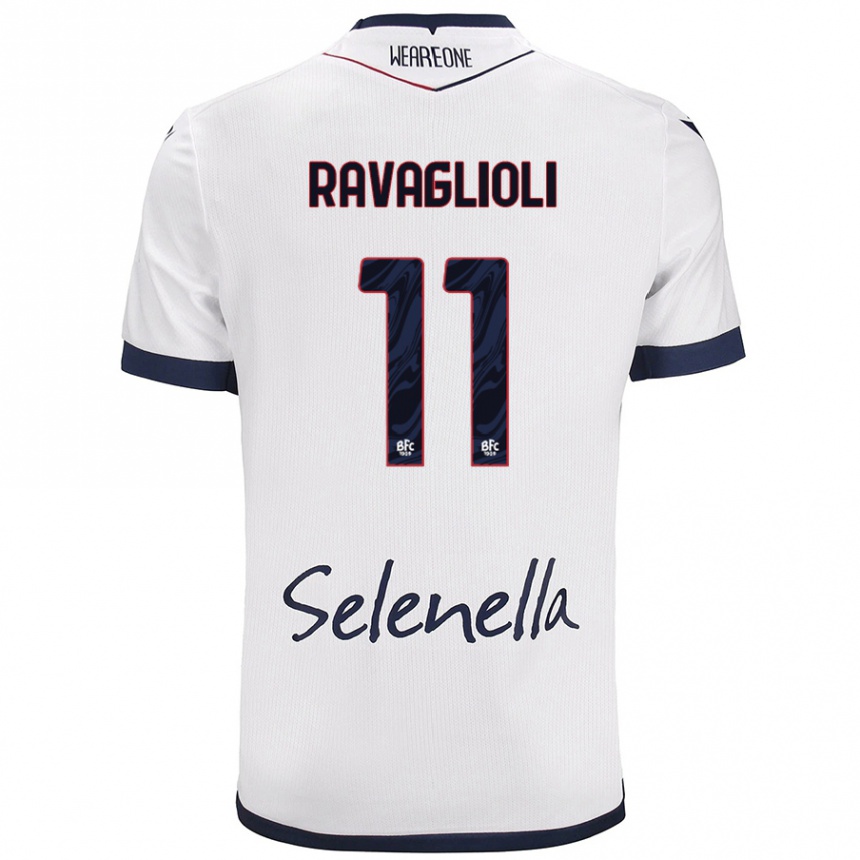 Mujer Fútbol Camiseta Tommaso Ravaglioli #11 Blanco Azul Real 2ª Equipación 2024/25 Argentina