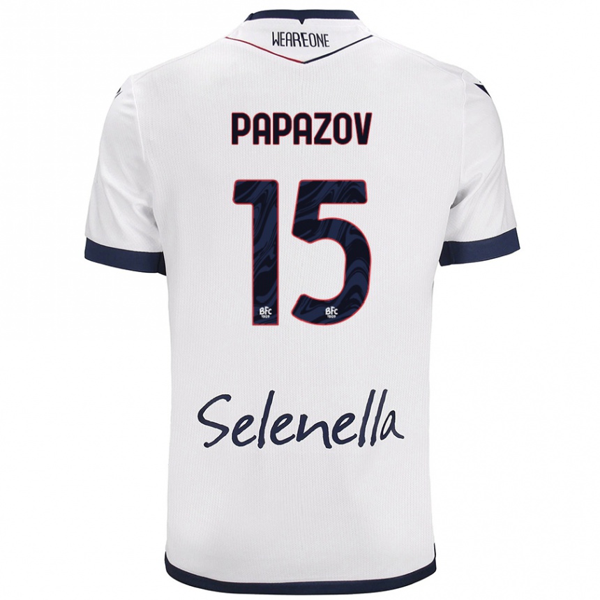 Mujer Fútbol Camiseta Dimitar Papazov #15 Blanco Azul Real 2ª Equipación 2024/25 Argentina