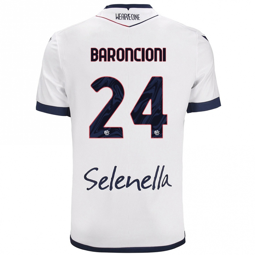 Mujer Fútbol Camiseta Davide Baroncioni #24 Blanco Azul Real 2ª Equipación 2024/25 Argentina