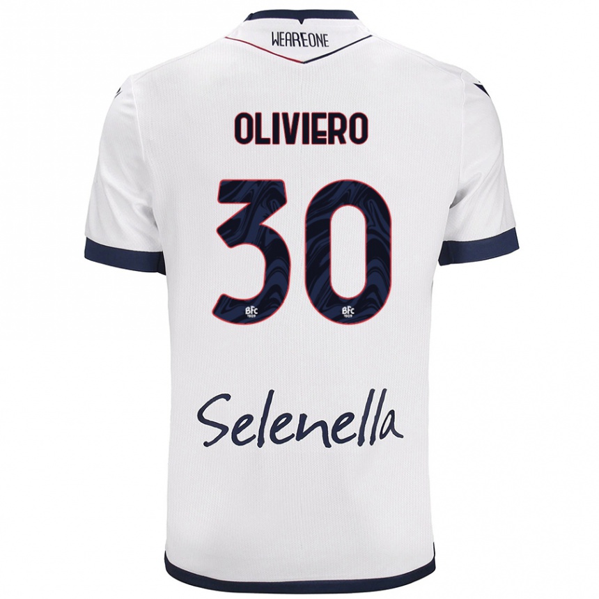 Mujer Fútbol Camiseta Andrea Oliviero #30 Blanco Azul Real 2ª Equipación 2024/25 Argentina