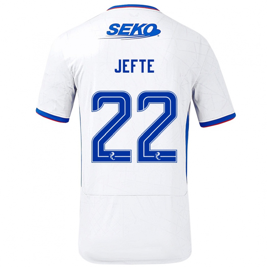 Mujer Fútbol Camiseta Jefté #22 Blanco Azul 2ª Equipación 2024/25 Argentina